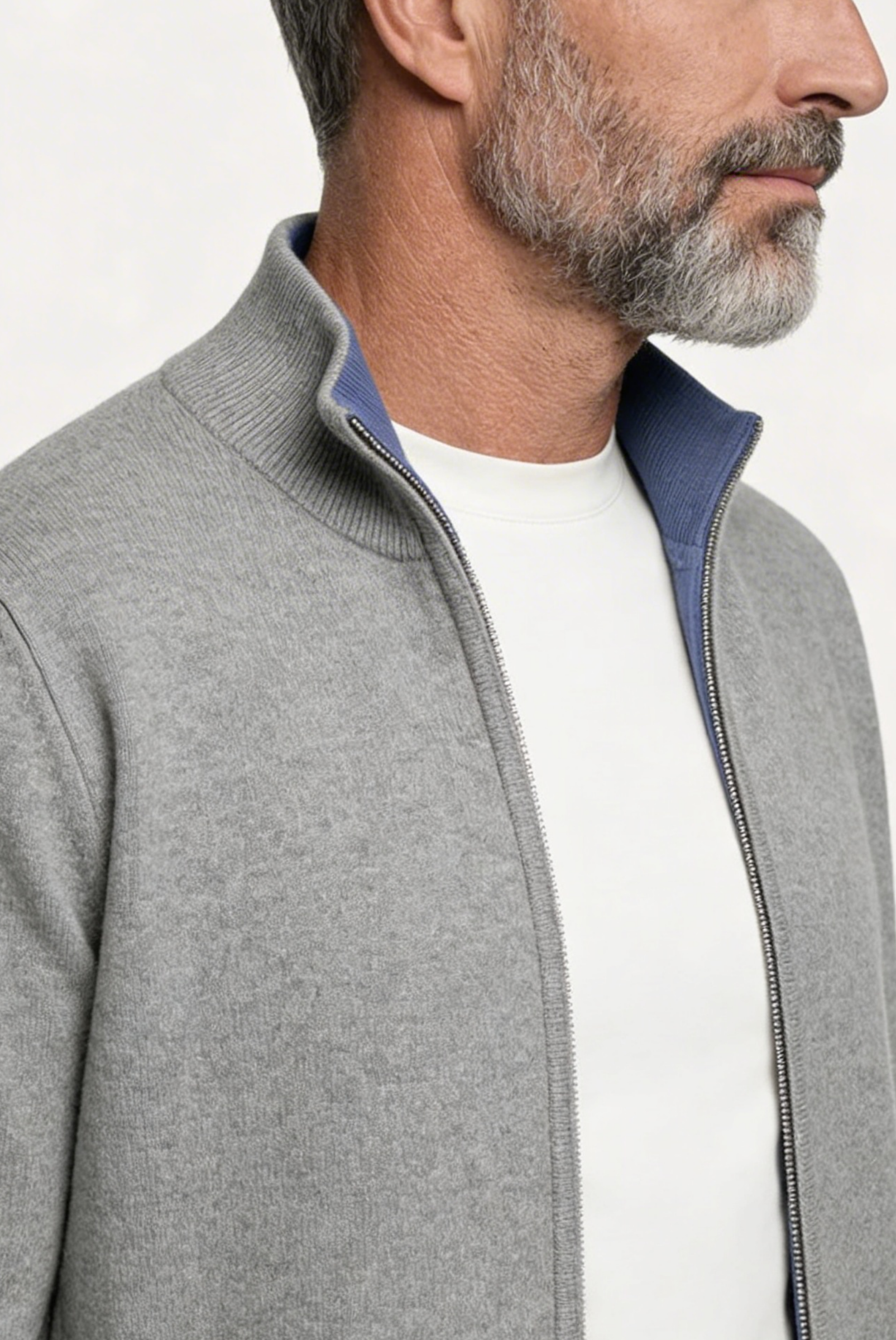 Cardigan de Cashmere Dupla Face Cinza Claro