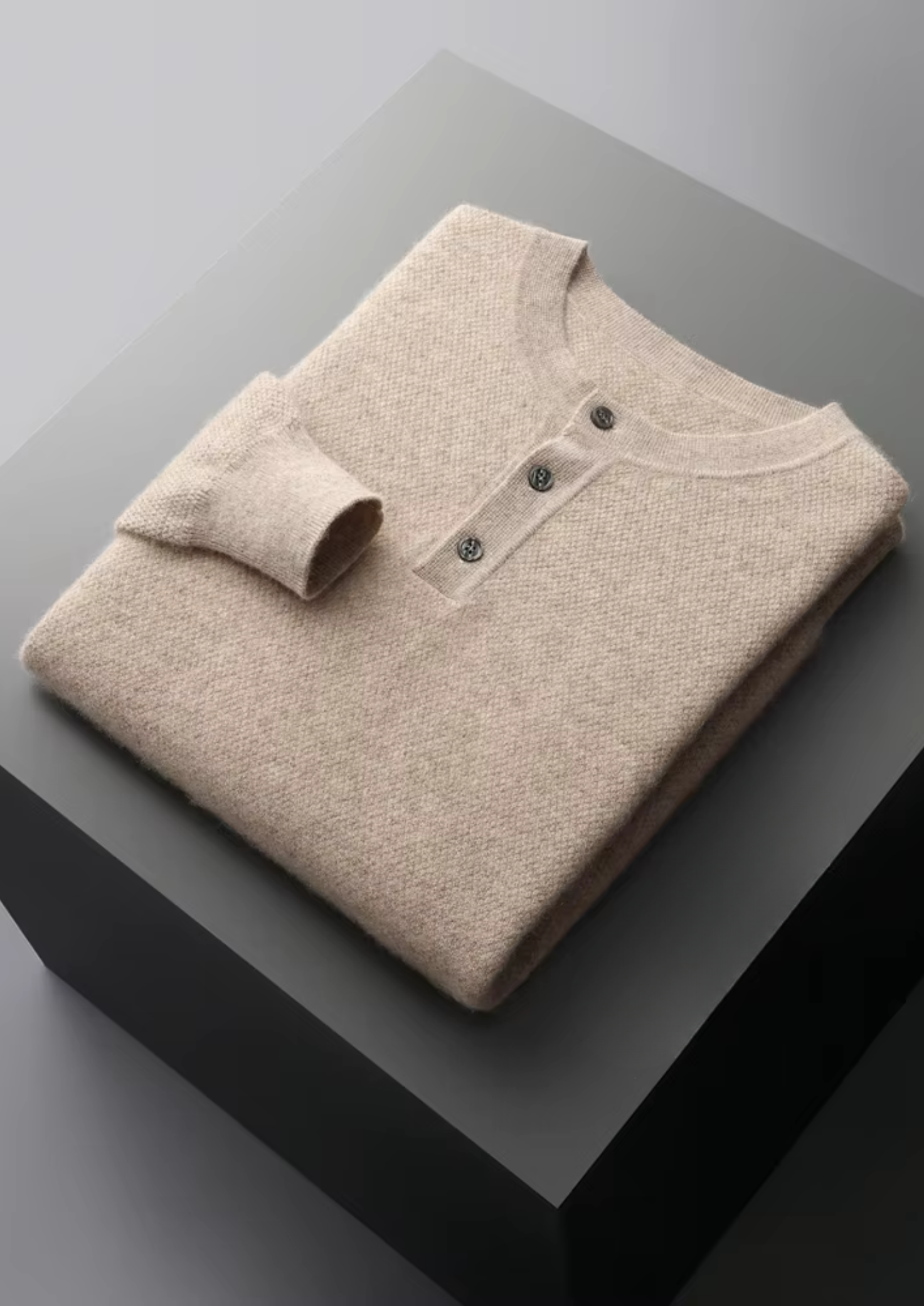 Suéter Henley Clássico em Cashmere Premium
