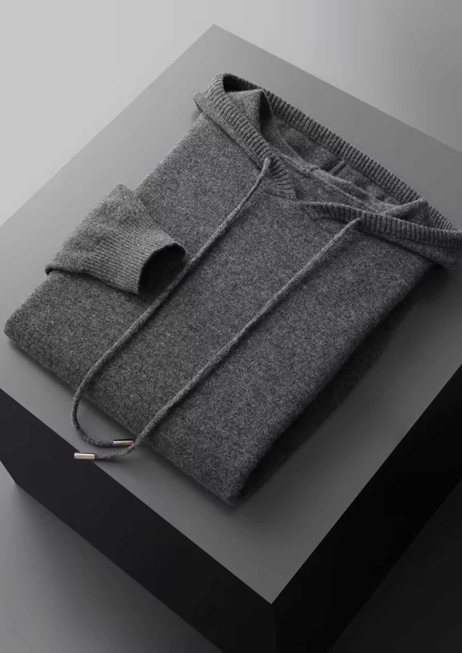 CONJUNTO SAVRO EM LÃ MERINO PURA EXTRAFINA CINZA ESCURO