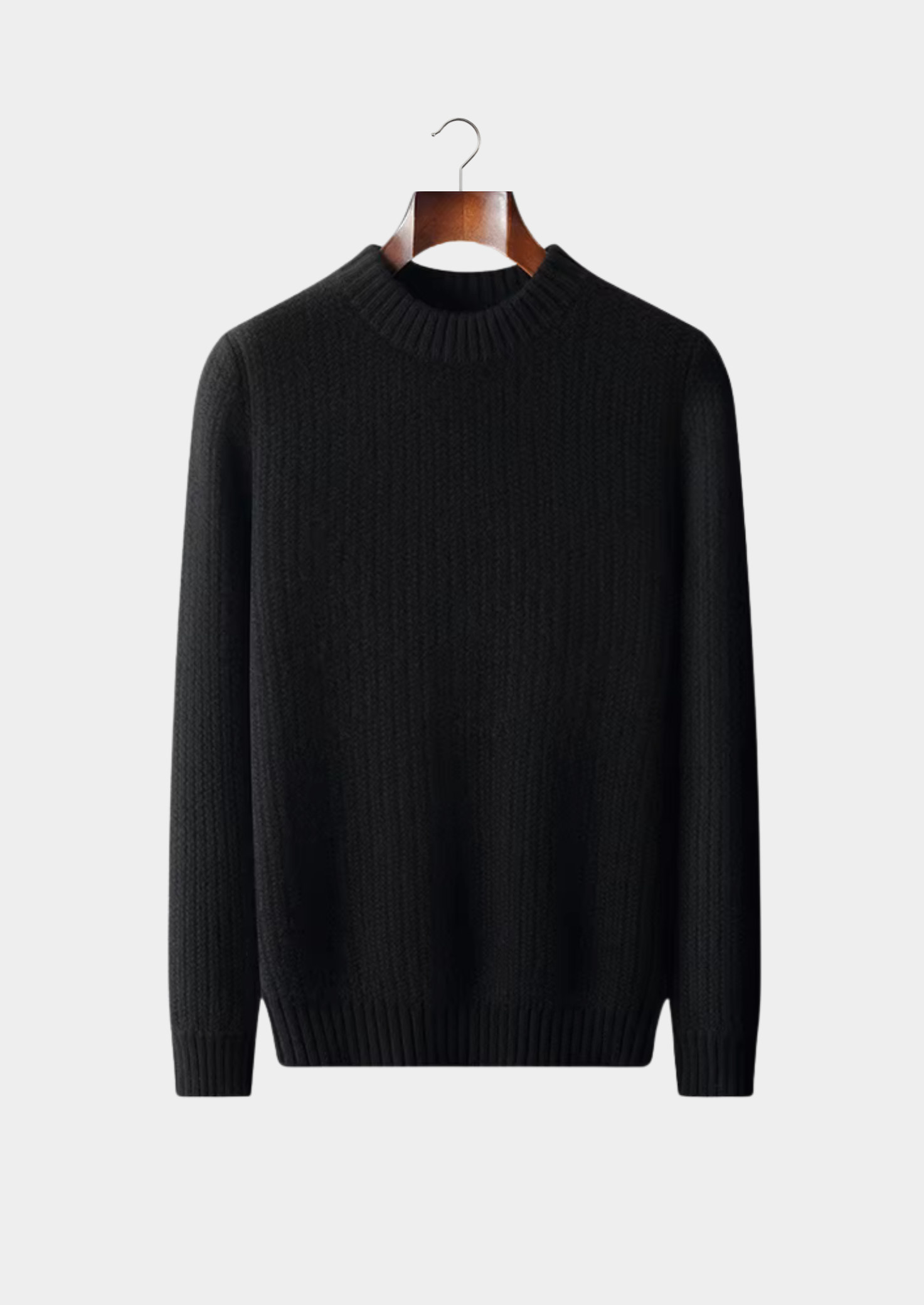Suéter Gola Careca Cashmere Puro Encorpado Preto