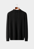 Suéter Cashmere Puro com Botões Preto