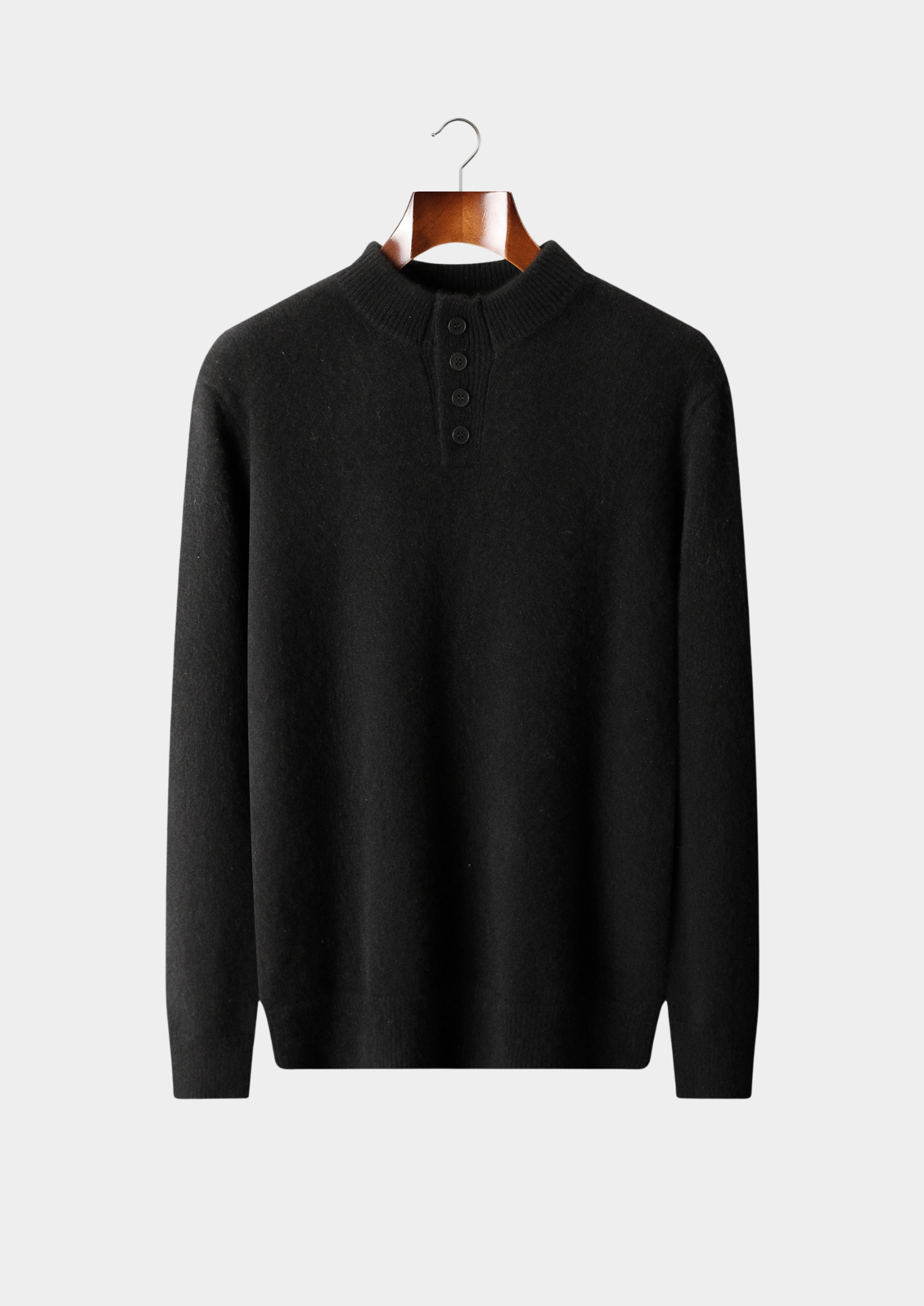 Suéter Cashmere Puro com Botões Preto