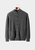Overshirt Cashmere Puro com Botões Cinza Escuro