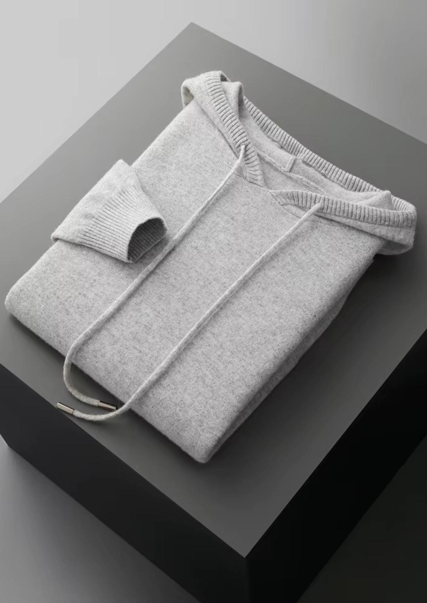 CONJUNTO SAVRO EM LÃ MERINO PURA EXTRAFINA CINZA CLARO