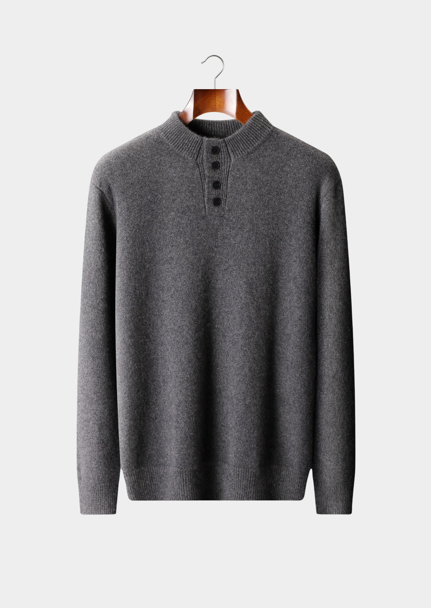 SUÉTER COM BOTÕES EM CASHMERE PURO CINZA ESCURO