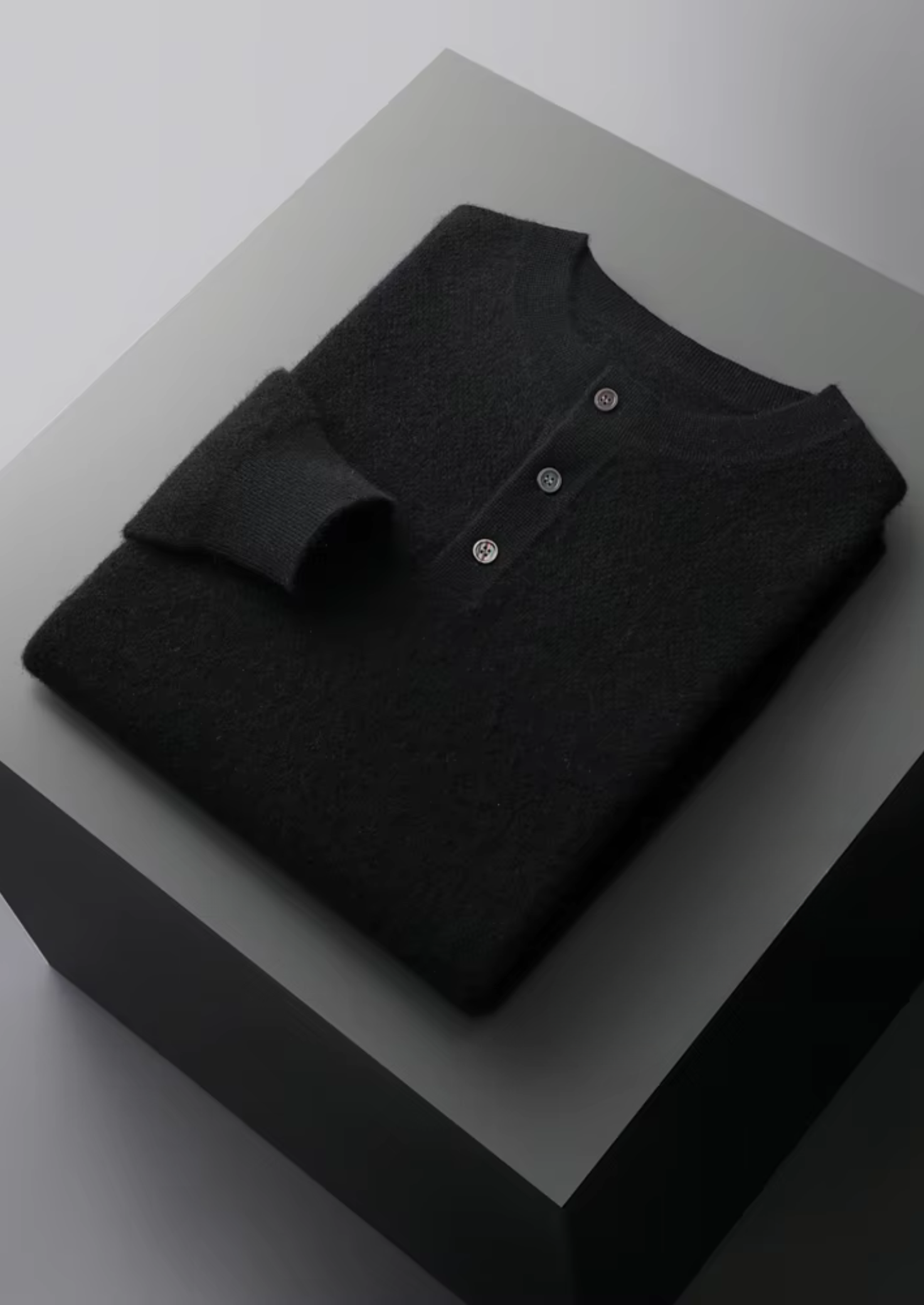Suéter Henley Clássico em Cashmere Premium
