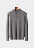 SUÉTER COM BOTÕES EM CASHMERE PURO CINZA CLARO