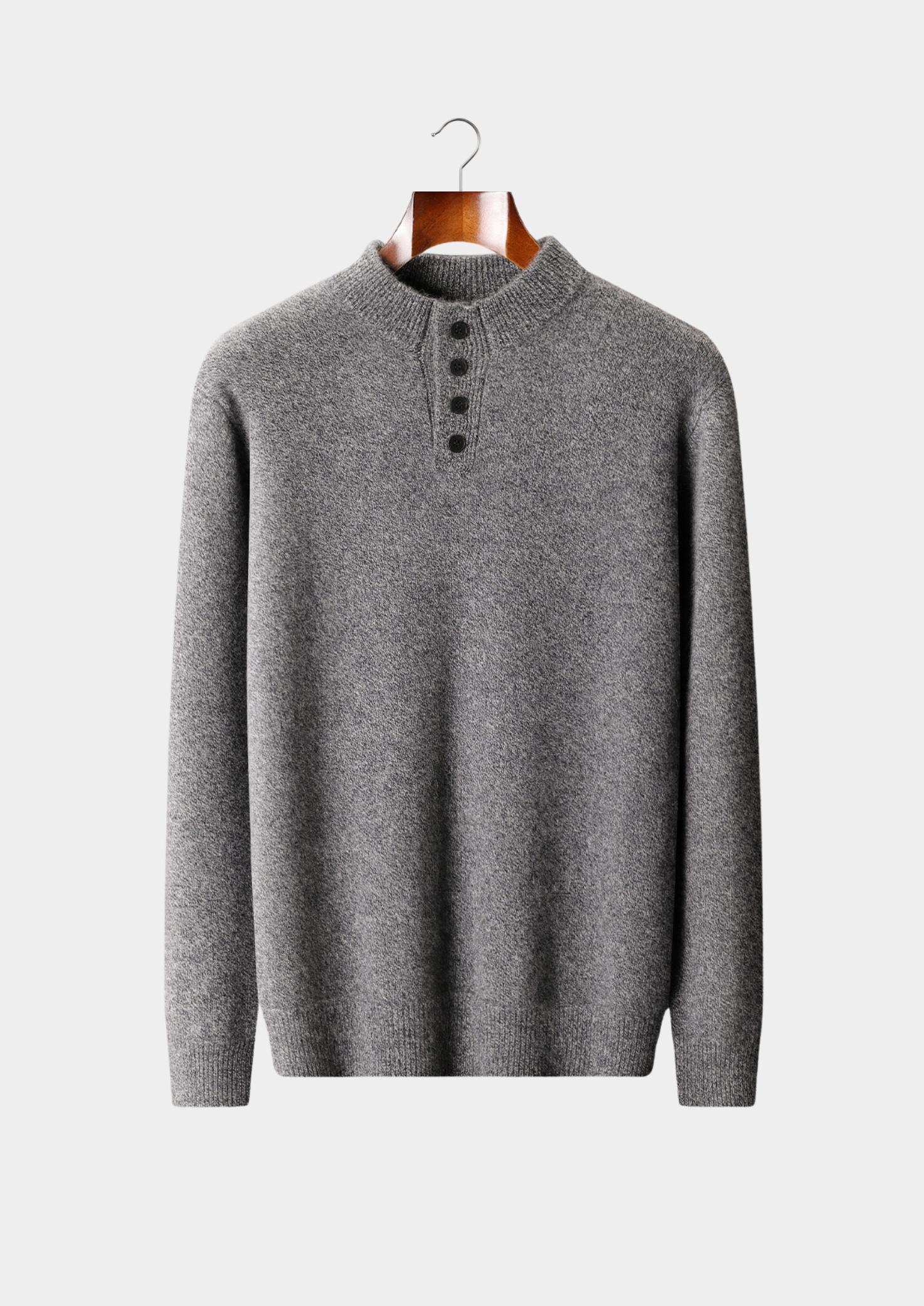 SUÉTER COM BOTÕES EM CASHMERE PURO CINZA CLARO