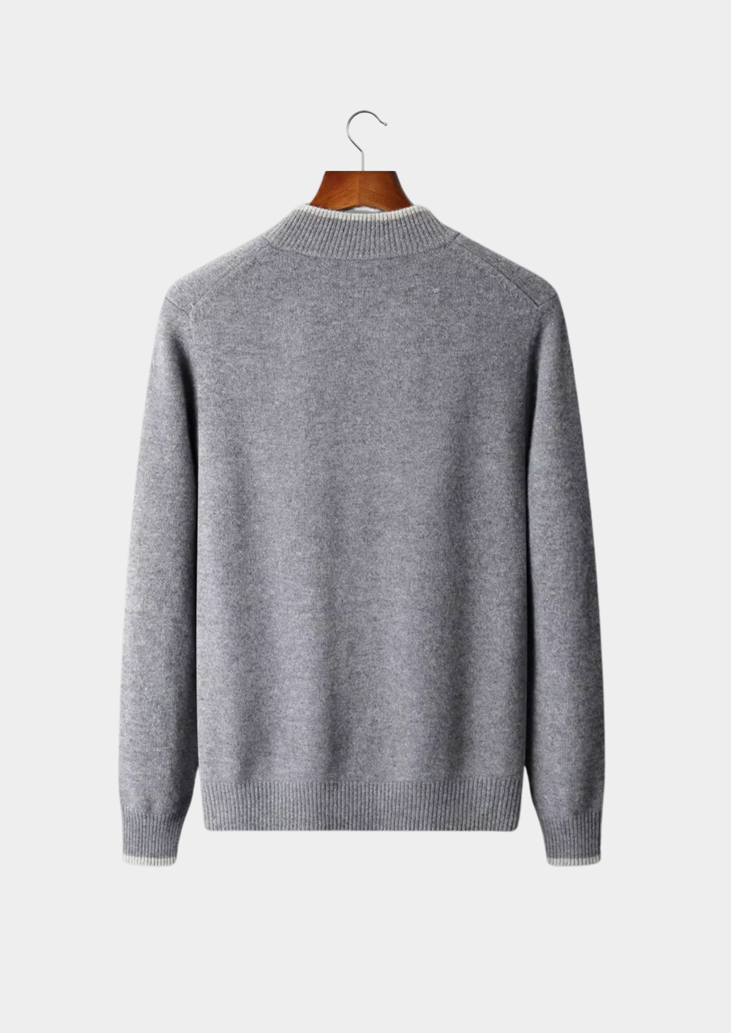 Cardigan Bicolor com Zíper em Lã Merino Extrafina Pura