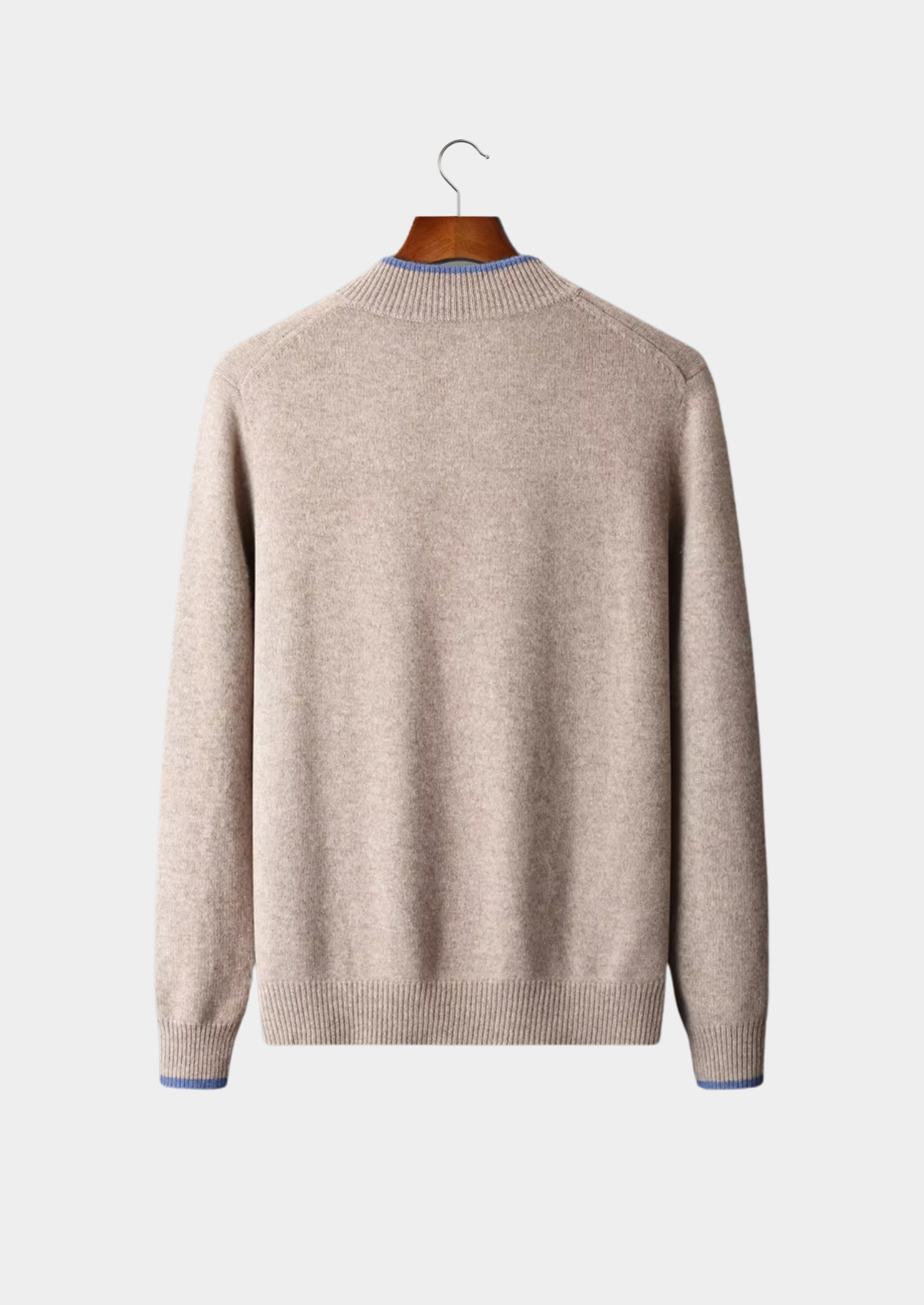 Cardigan Bicolor com Zíper em Lã Merino Extrafina Pura