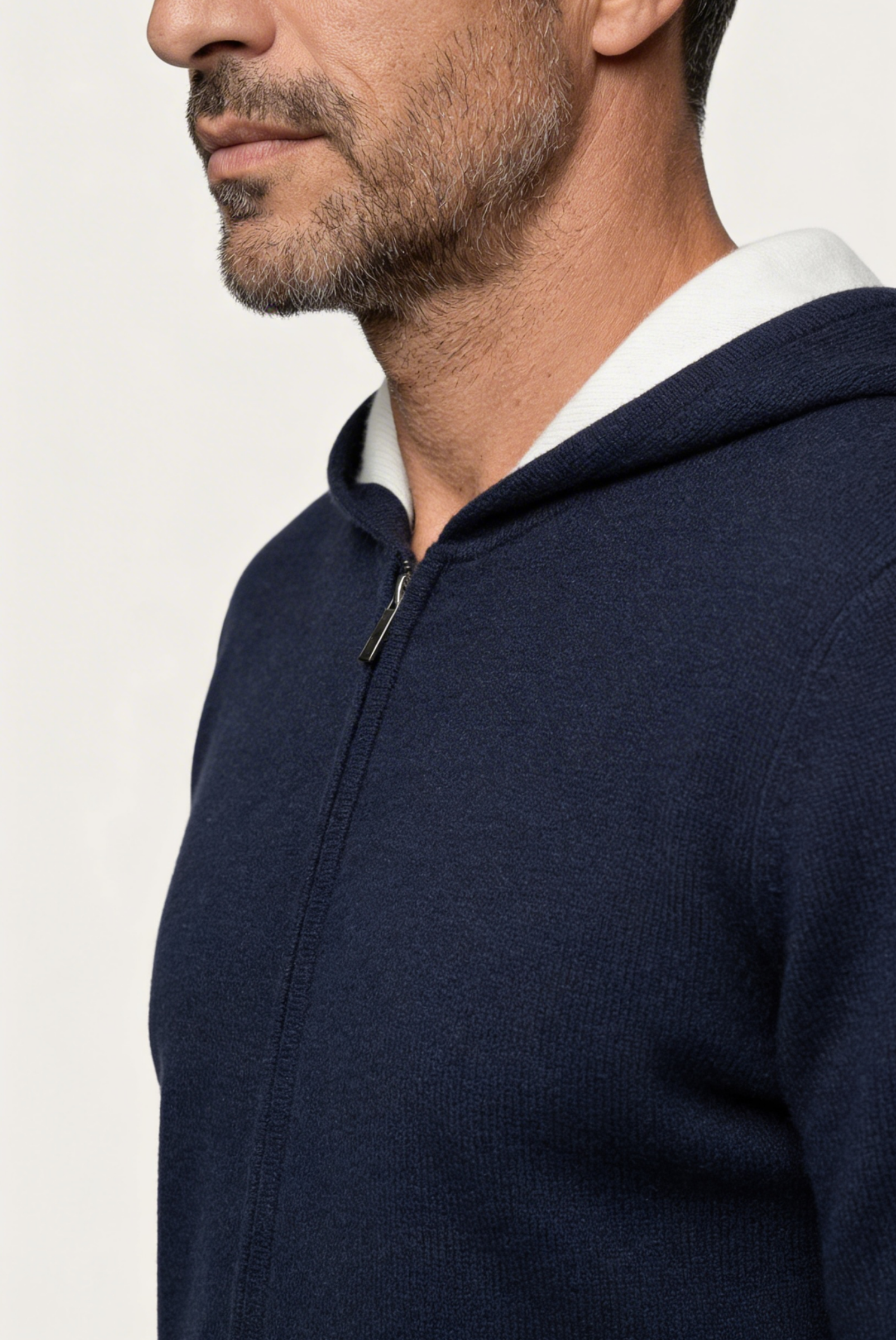 Cardigan de Cashmere Drapeado Azul-Marinho