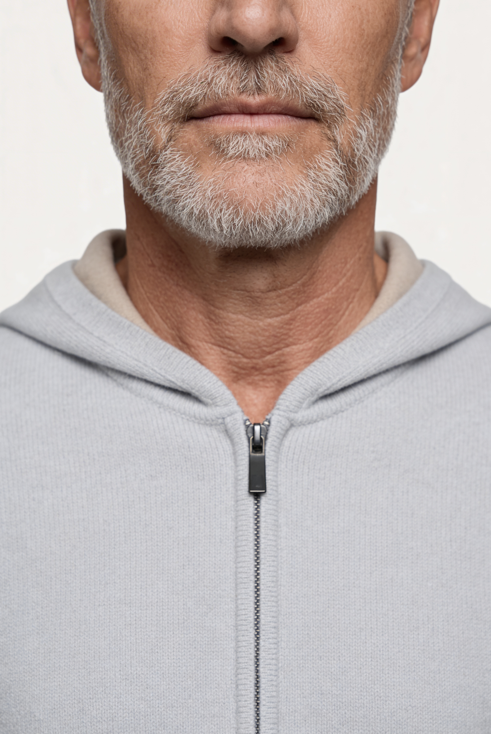 Cardigan de Cashmere Drapeado Cinza Prata