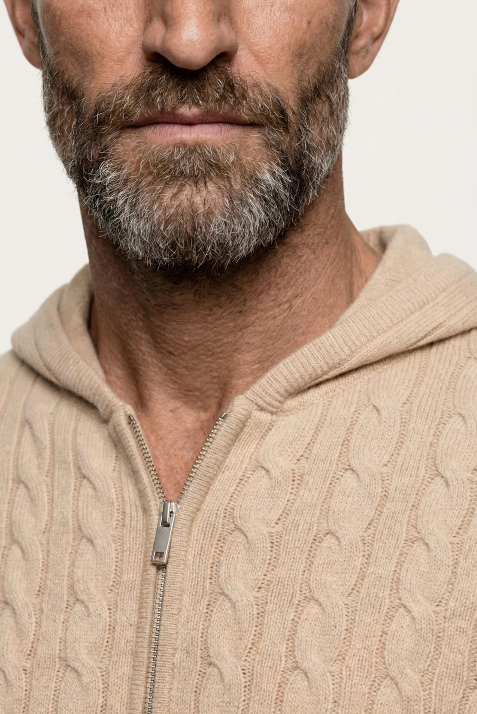 Jaqueta de Cashmere com Zíper Bege