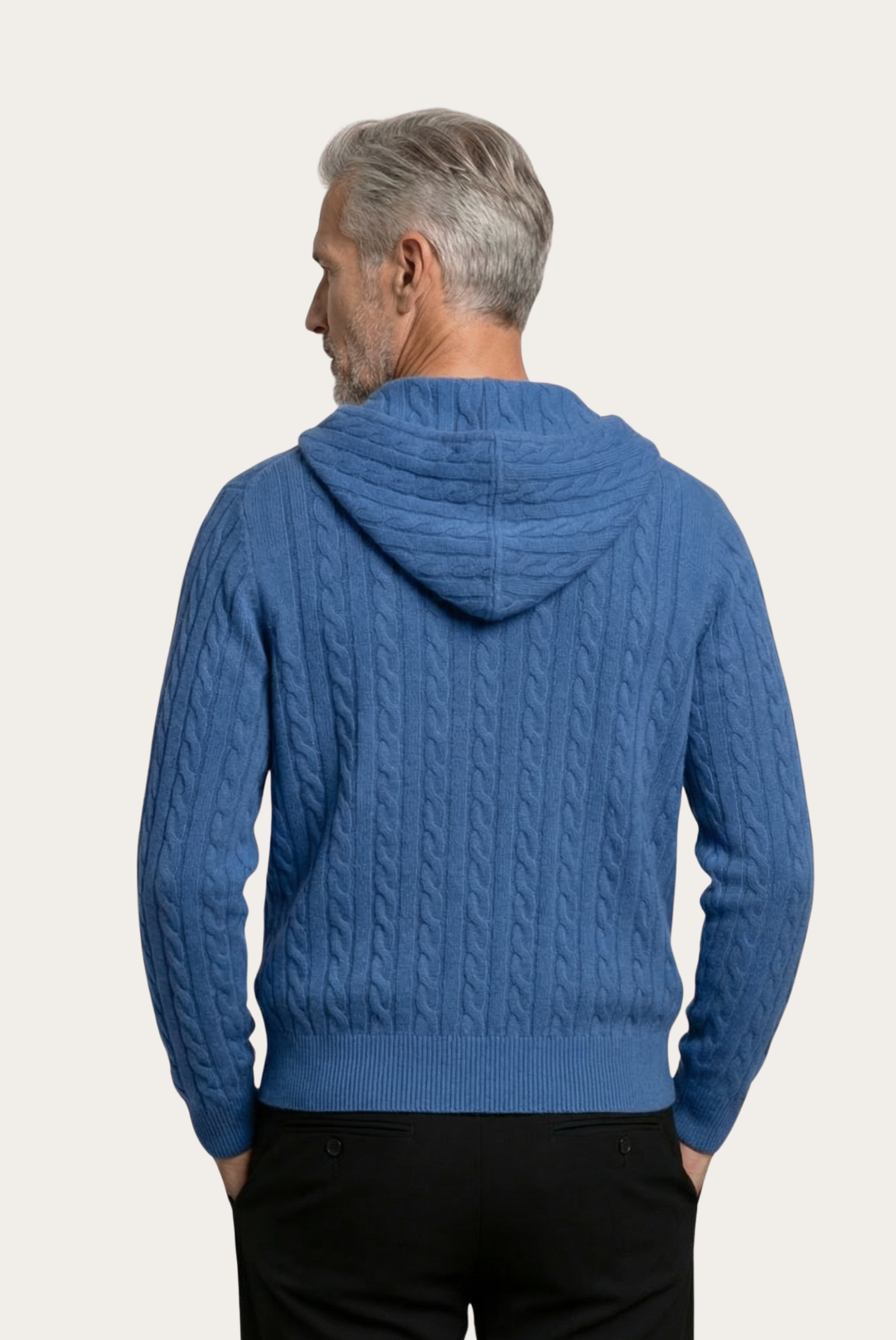 Jaqueta de Cashmere com Zíper Azul