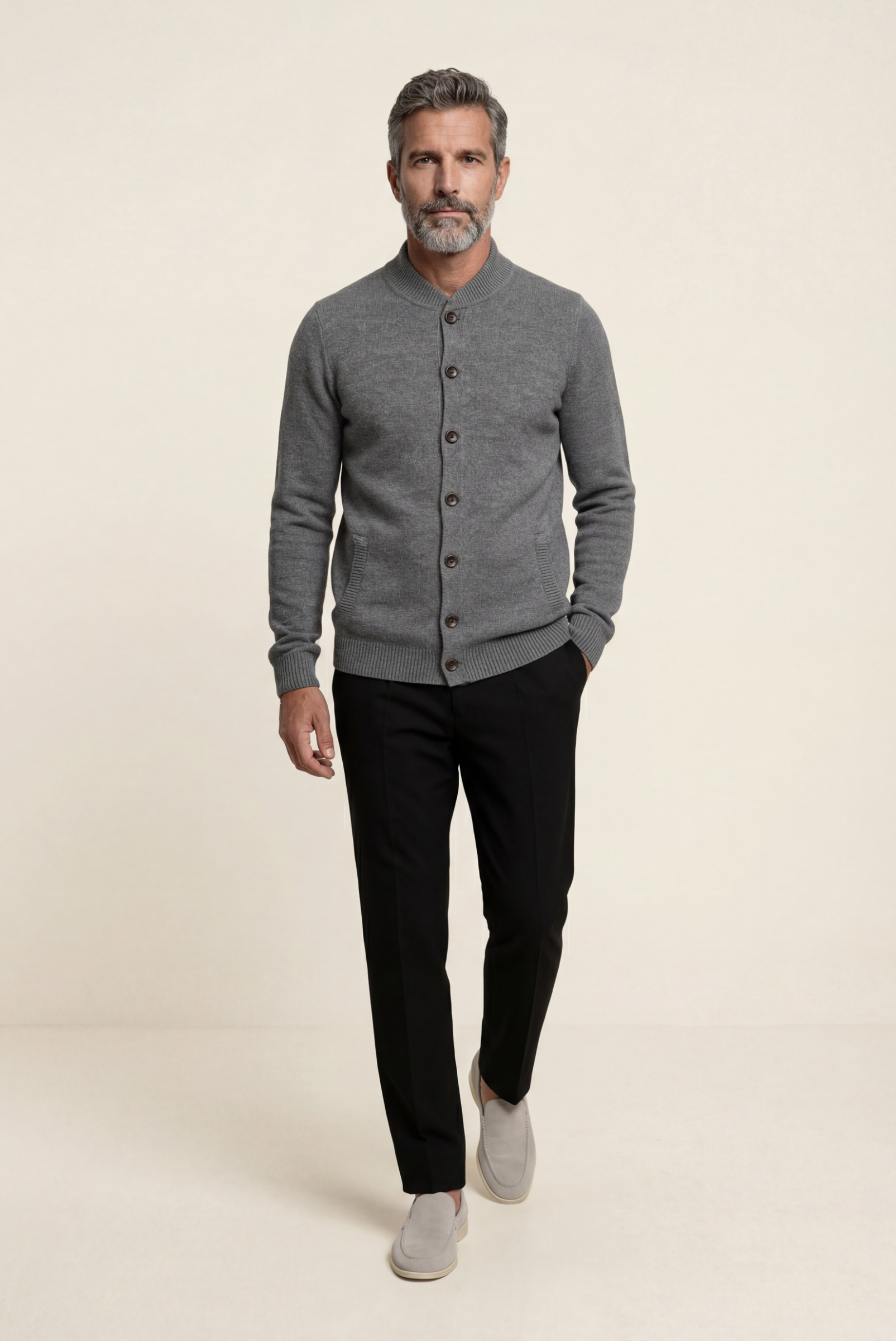 Cardigan de Cashmere Cinza