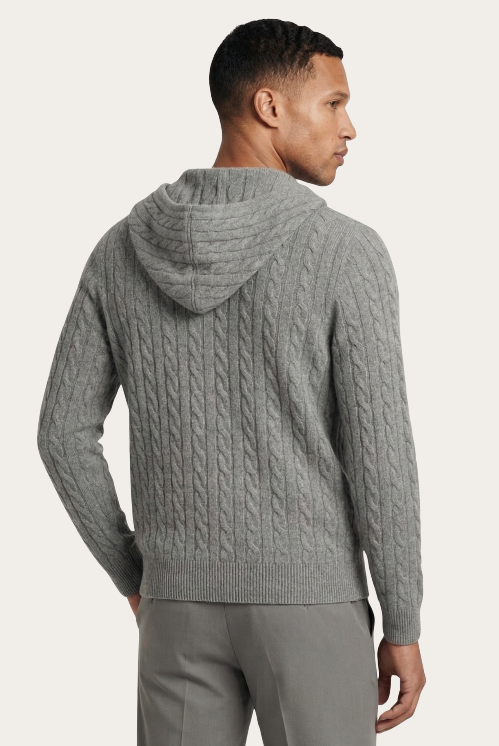 Jaqueta de Cashmere com Zíper Cinza