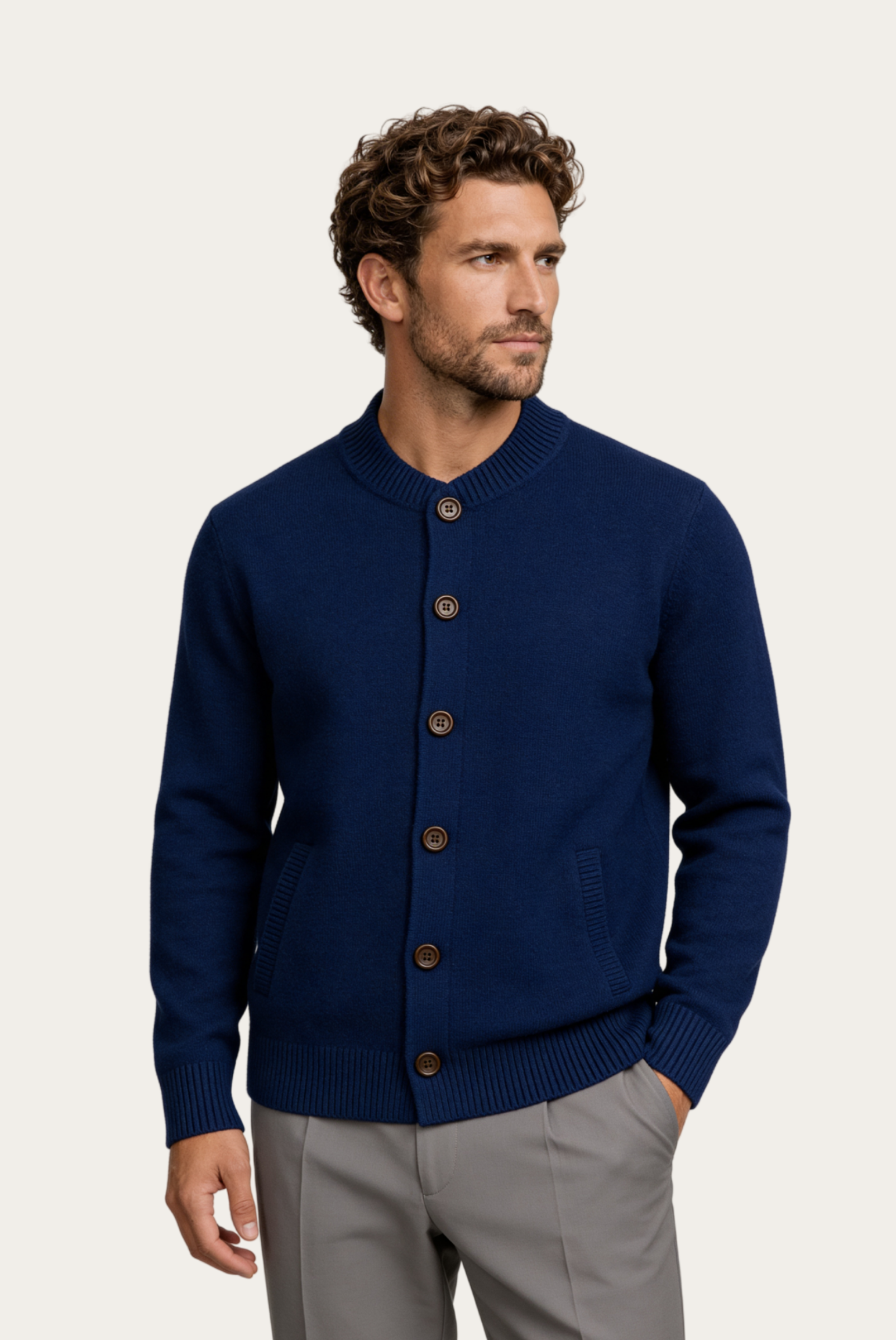 Cardigan de Cashmere Azul-Marinho