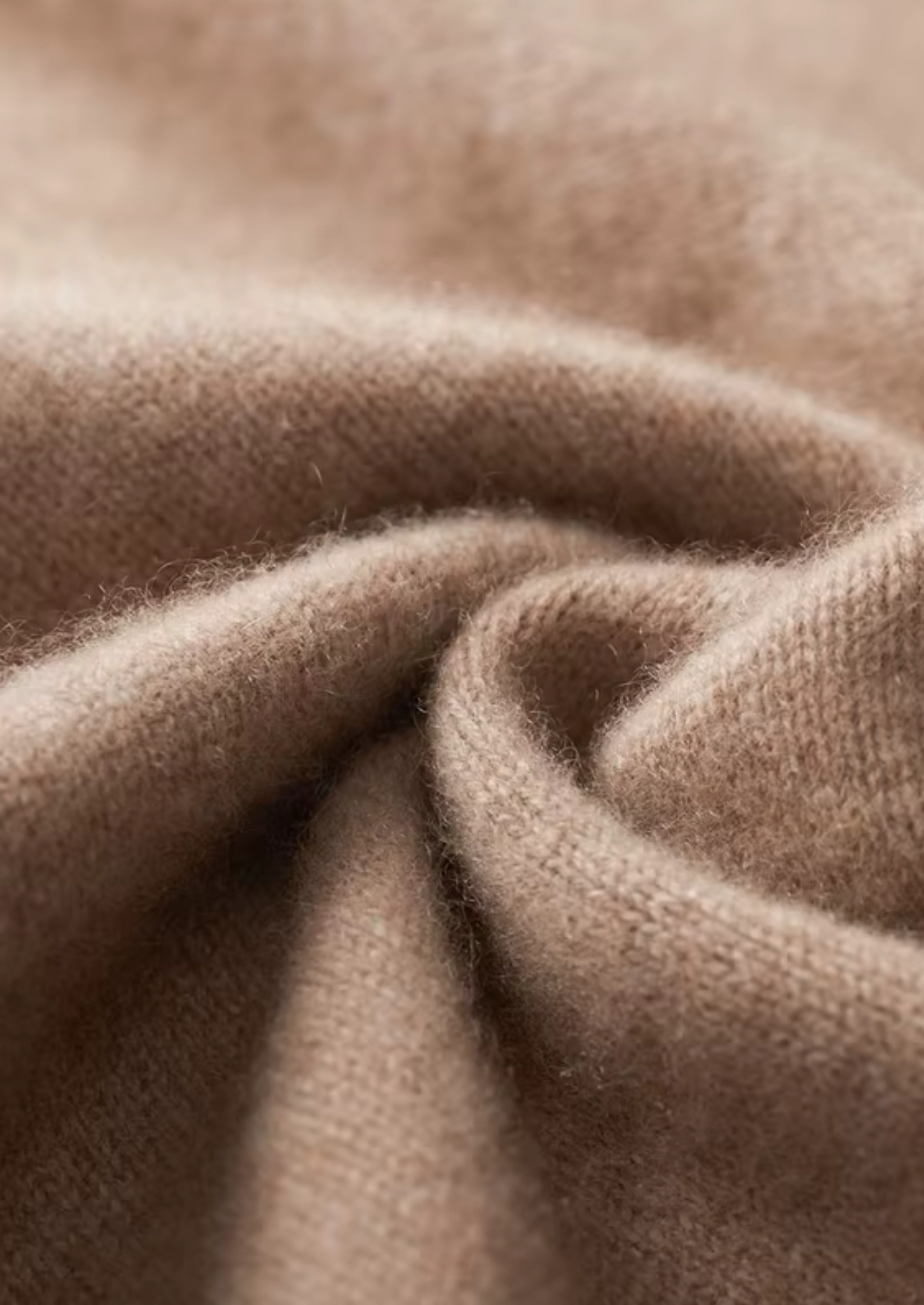 CARDIGAN GOLA FUNIL EM CASHMERE PURO BEGE