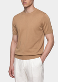 Camiseta Essencial Bege de Tricô Gola Careca