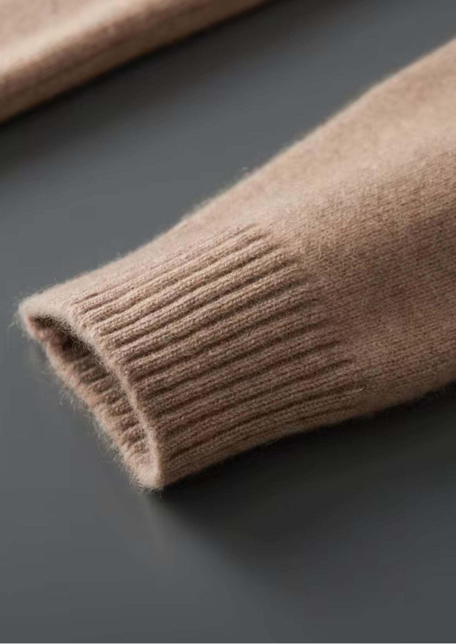 CARDIGAN GOLA FUNIL EM CASHMERE PURO BEGE