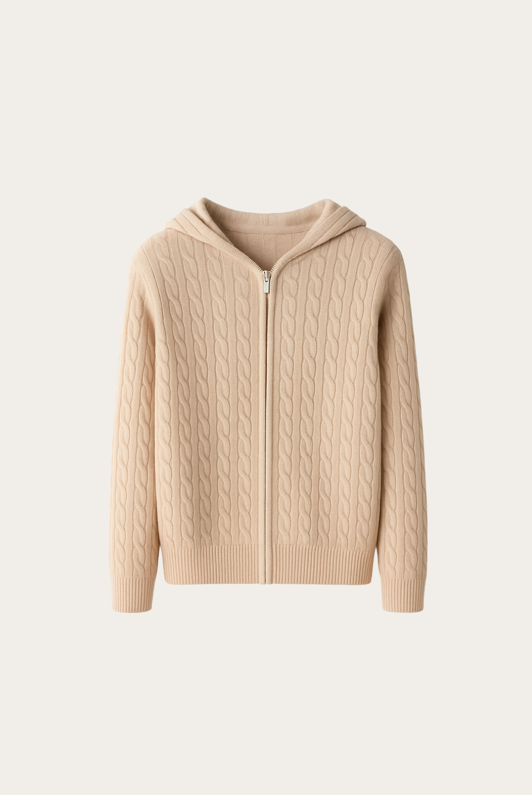 Jaqueta de Cashmere com Zíper Bege