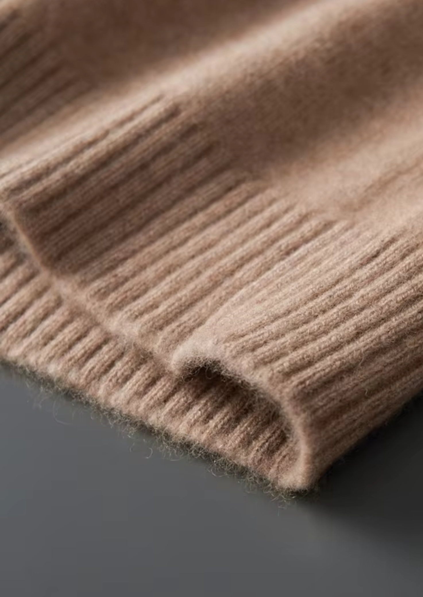 CARDIGAN GOLA FUNIL EM CASHMERE PURO BEGE