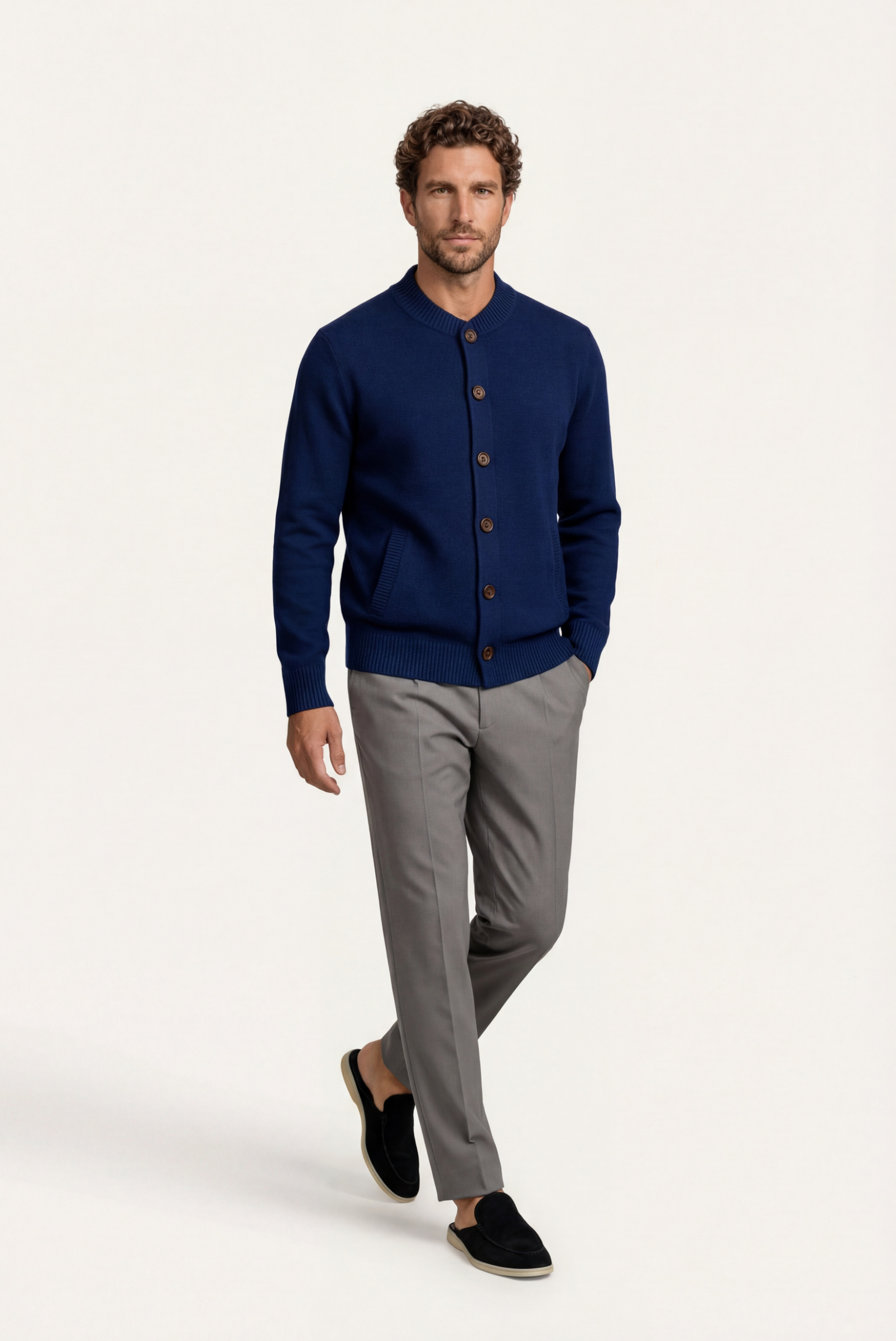 Cardigan de Cashmere Azul-Marinho