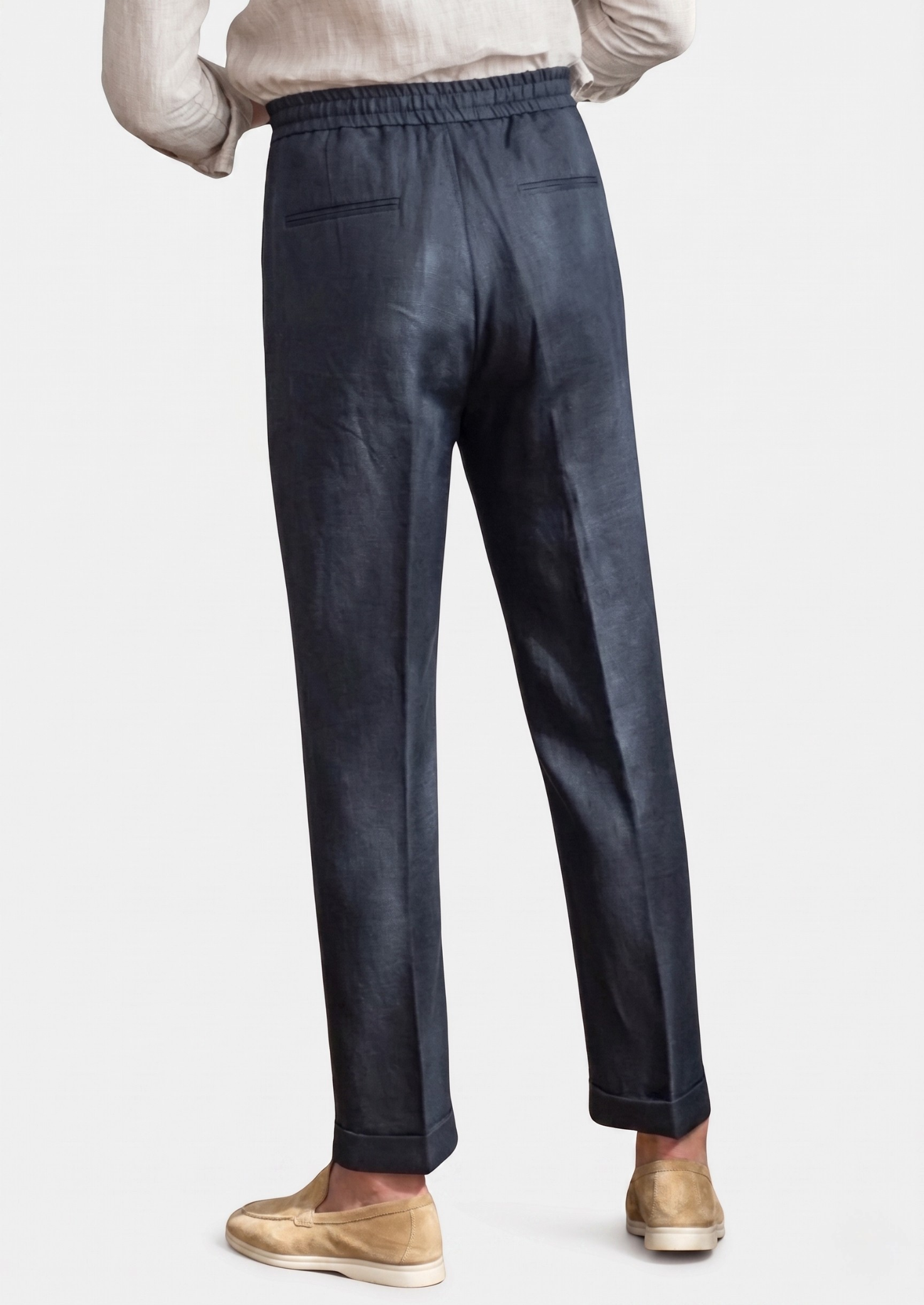 CALÇA COSTEIRA COM CORDÃO - Azul-Marinho