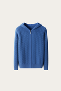 Jaqueta de Cashmere com Zíper Azul