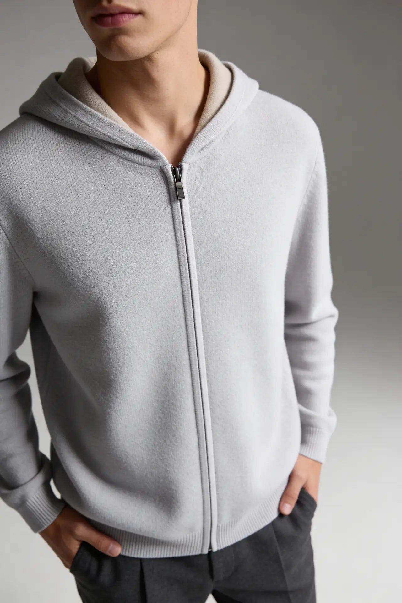 Silver Grey Cashmere Drape Cardigan