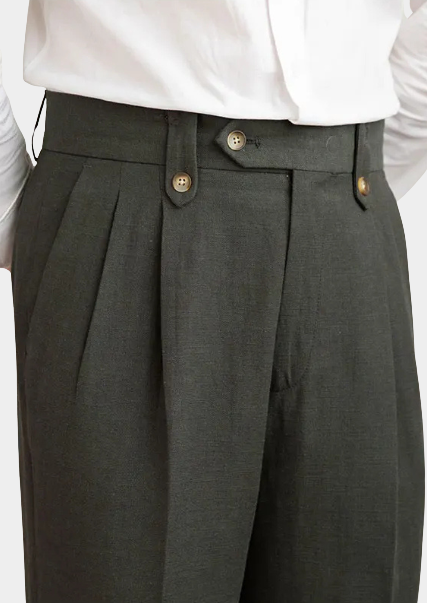CALÇA COSTEIRA PLISSADA CAGLIARI - Verde-Oliva
