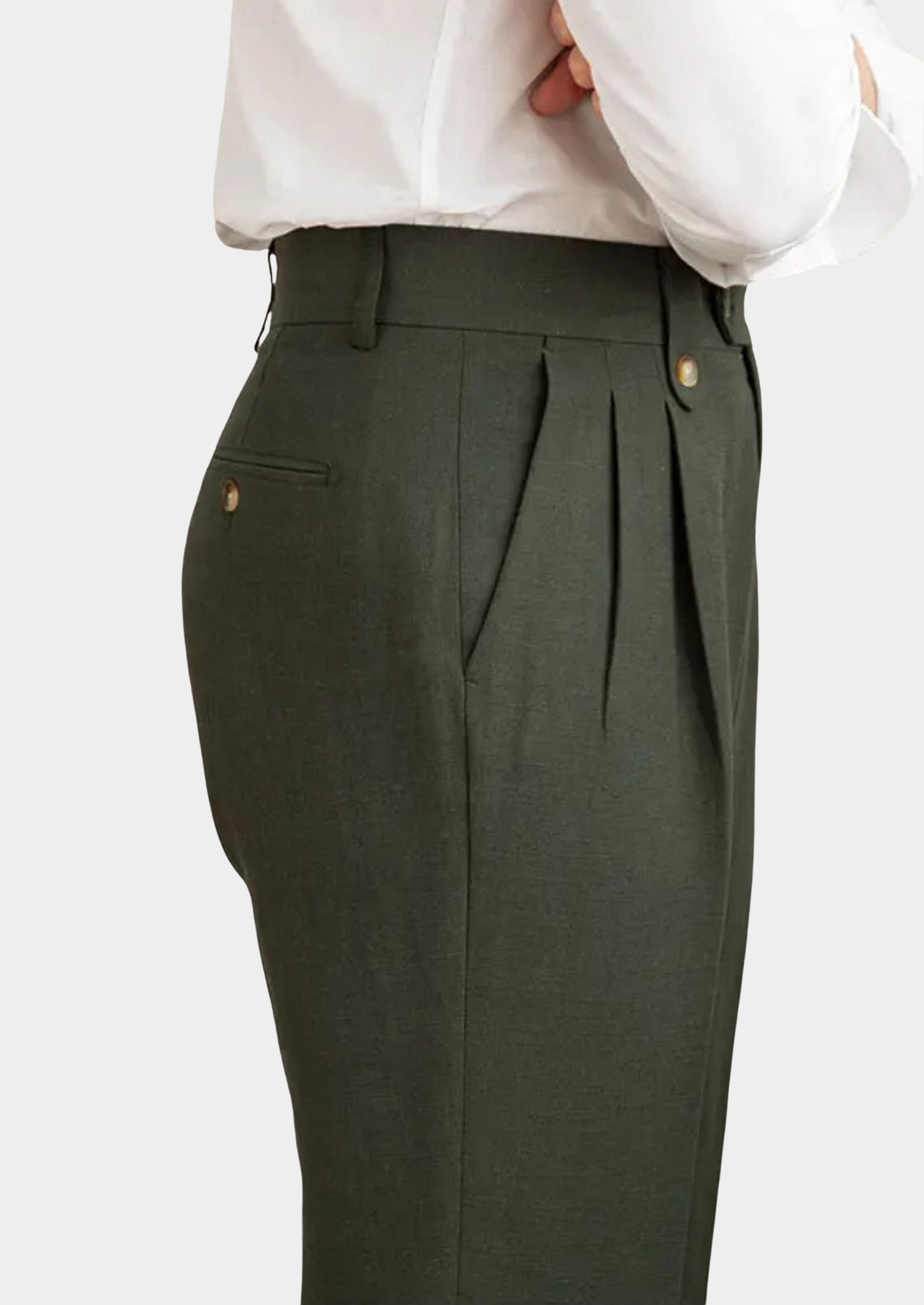 CALÇA COSTEIRA PLISSADA CAGLIARI - Verde-Oliva