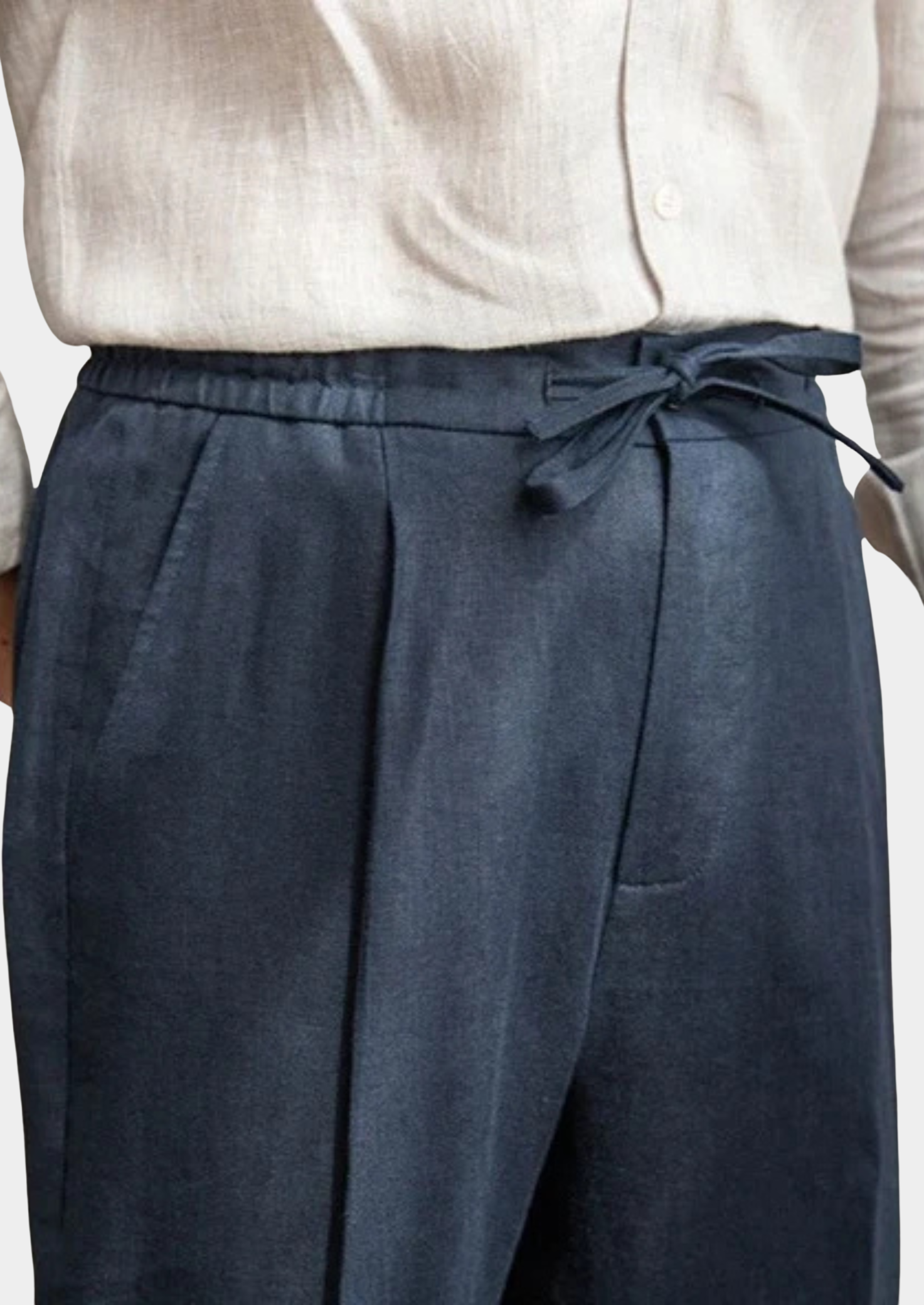 CALÇA COSTEIRA COM CORDÃO - Azul-Marinho