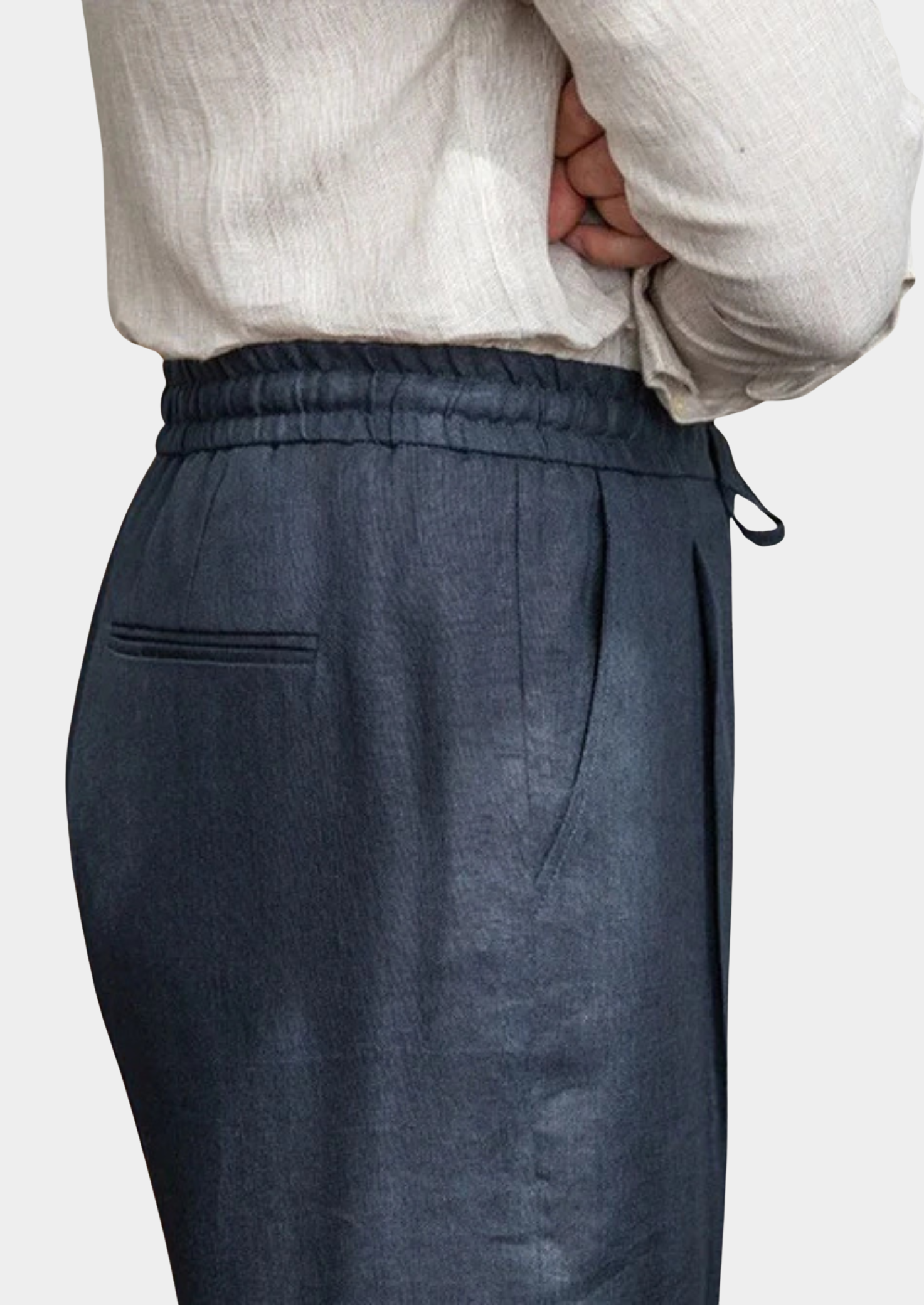 CALÇA COSTEIRA COM CORDÃO - Azul-Marinho