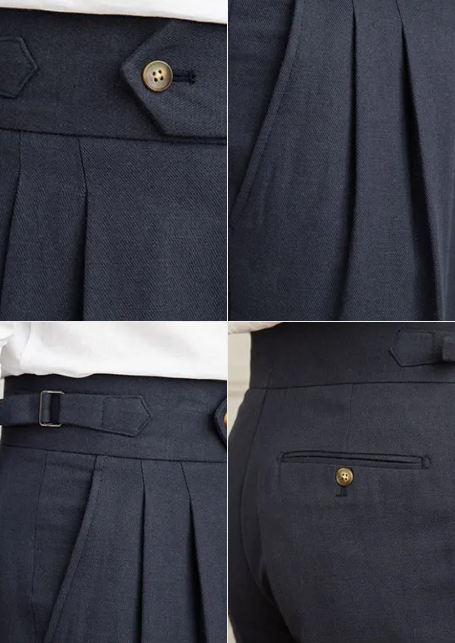 CALÇA COSTEIRA PLISSADA NAPOLI - Azul-Marinho