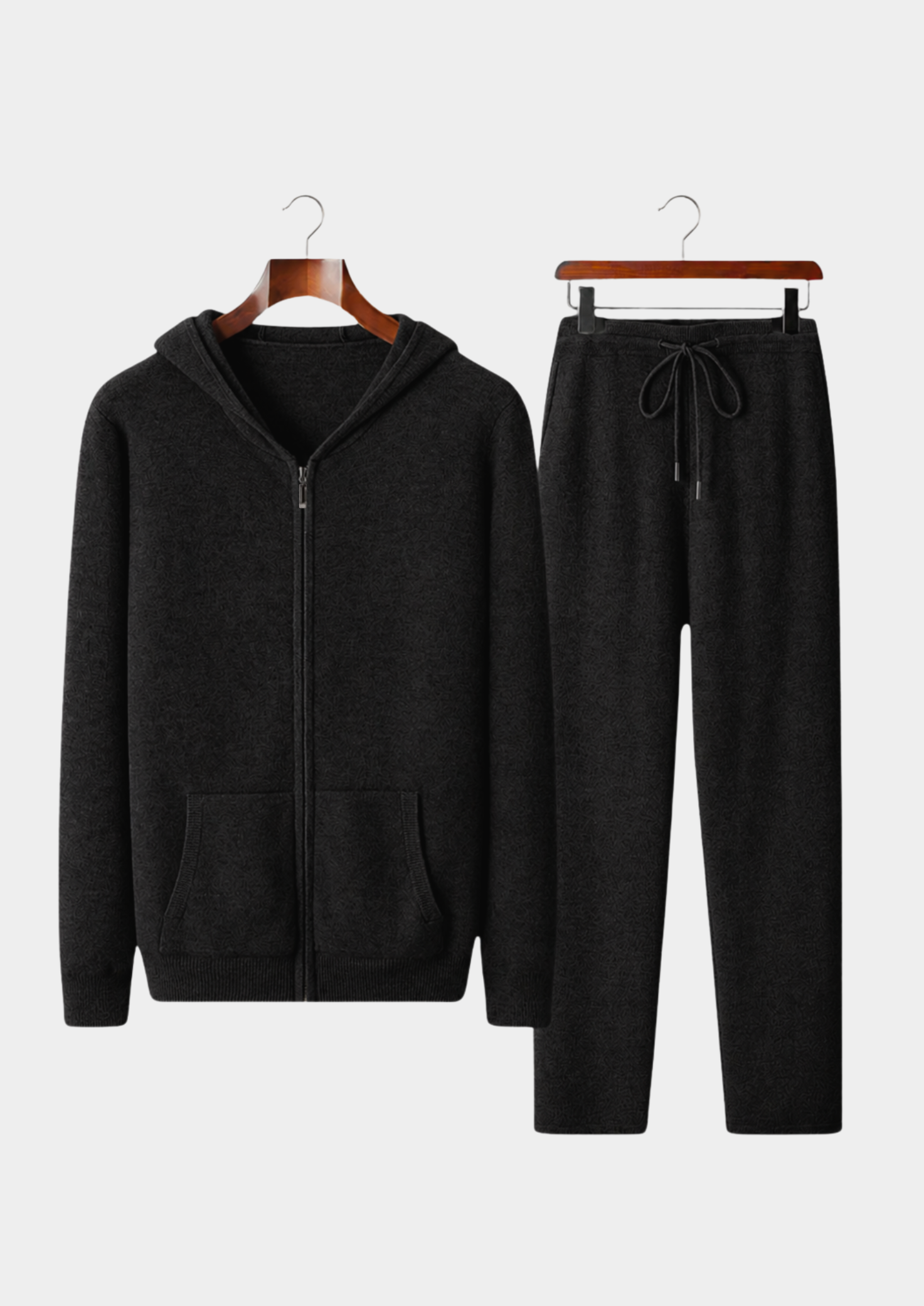 CONJUNTO ARVO EM LÃ MERINO PURA EXTRAFINA PRETO