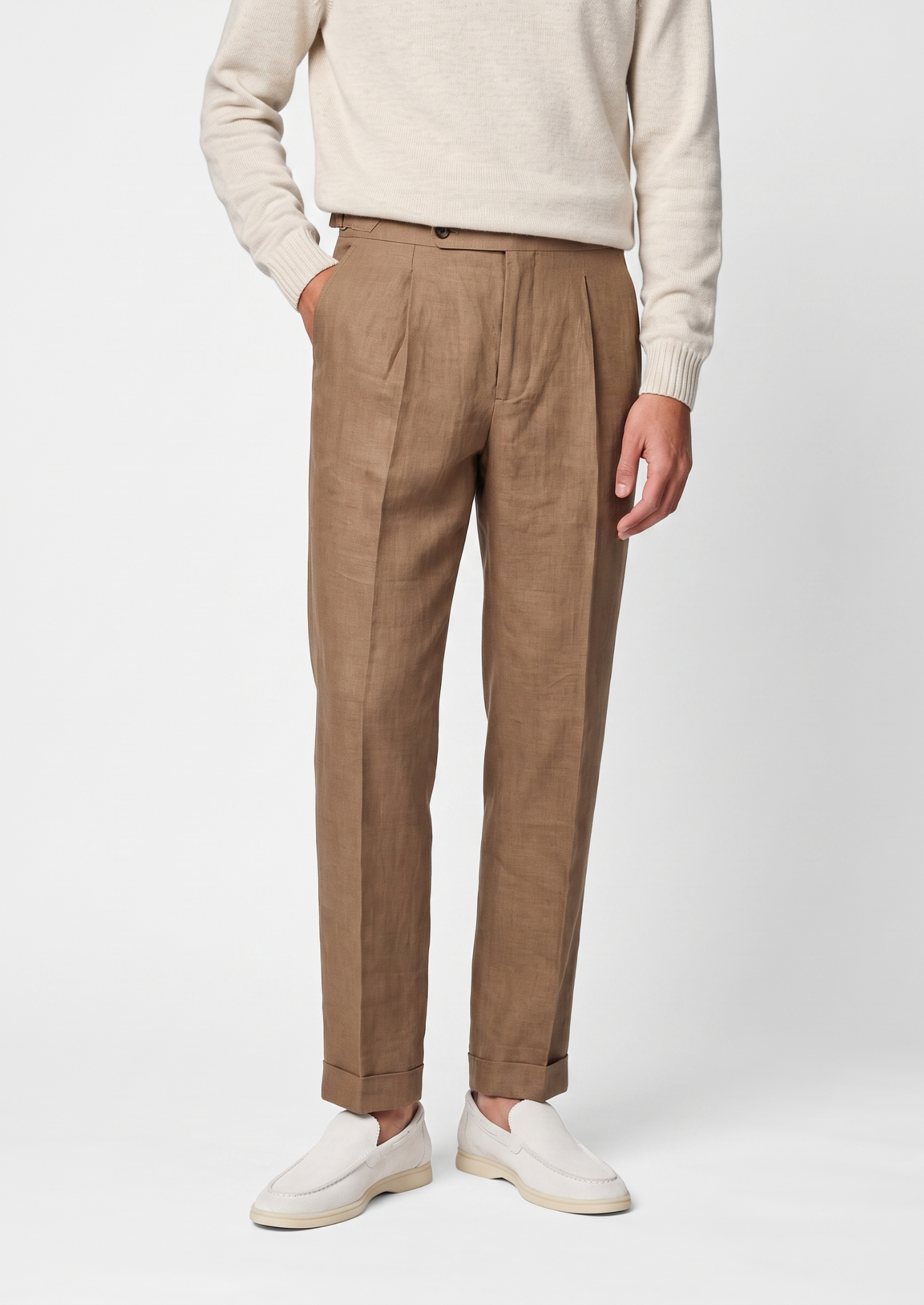 Calça Costeira Plissada Tuscany - Caramelo