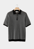 POLO ZÍPER TEXTURA GEOMÉTRICA PRETO