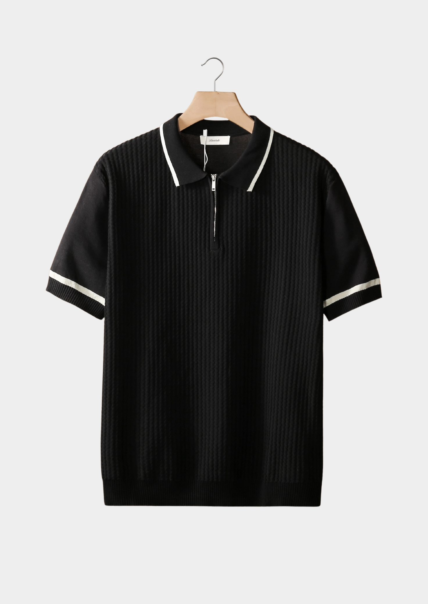 POLO ZÍPER ACABAMENTO CONTRASTANTE PRETO