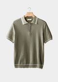 Polo Zíper Textura Ondulada Taupe