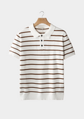 POLO BRANCA COM BOTÕES E TEXTURA LISTRADA