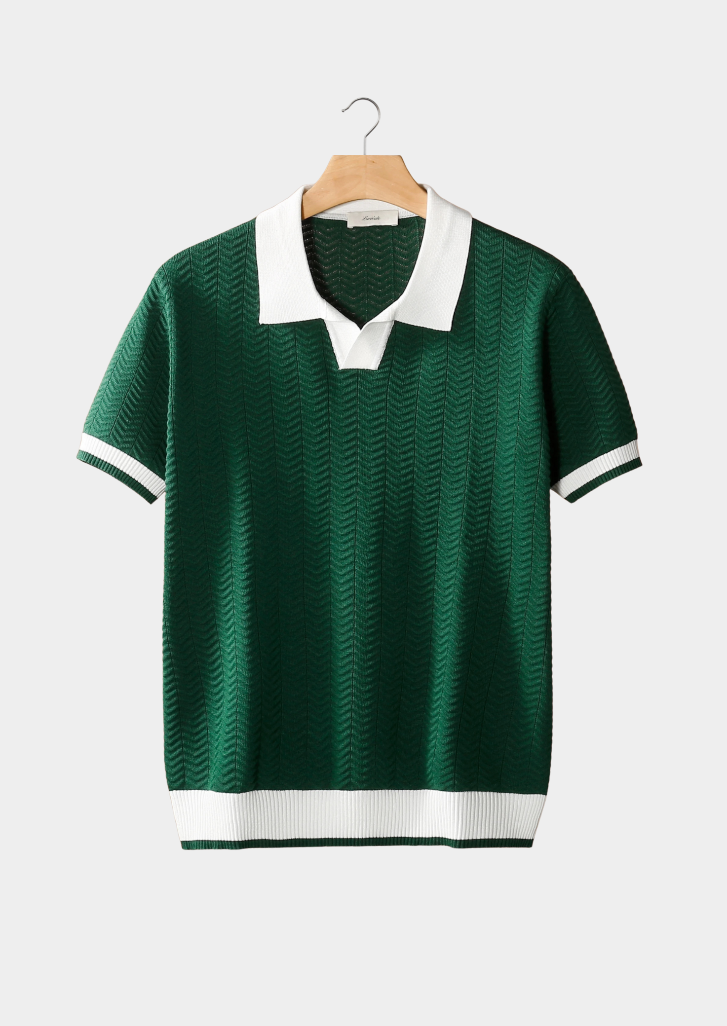 Polo Texturizada com Contraste Verde