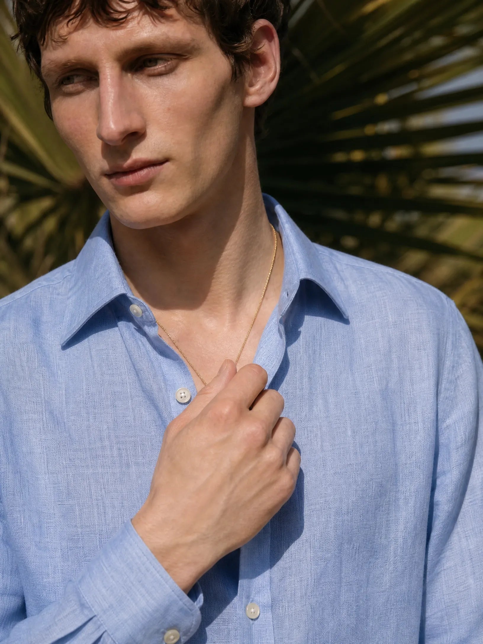 Leonina Linen Shirt — Light Blue