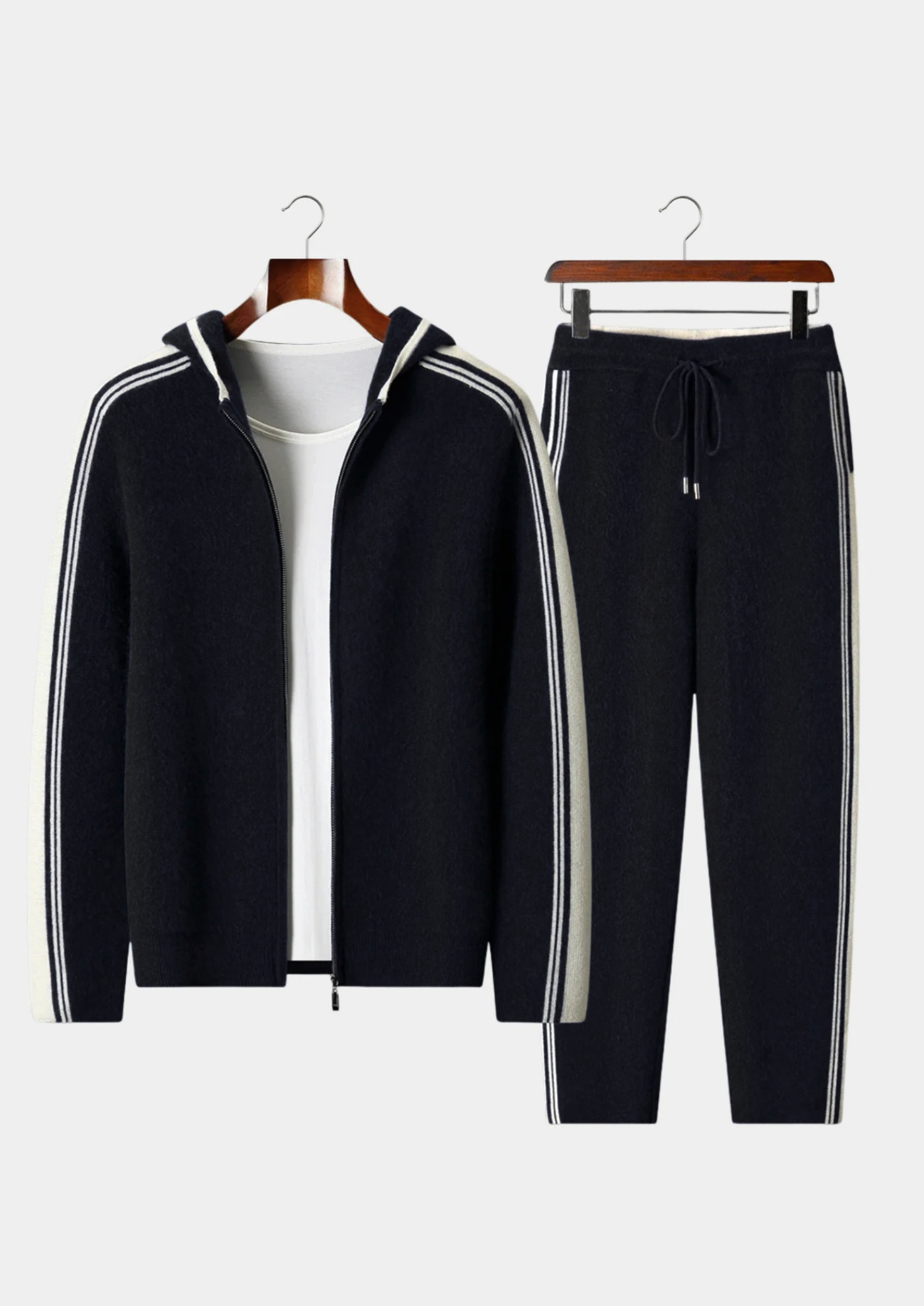 CONJUNTO DAMIEN EM LÃ MERINO PURA EXTRAFINA PRETO